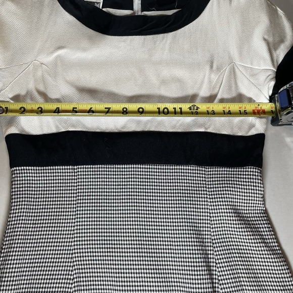 Vintage J M Black and White Houndstooth Sheath Dress Size 6 Classic Mod Style - Picture 7 of 9